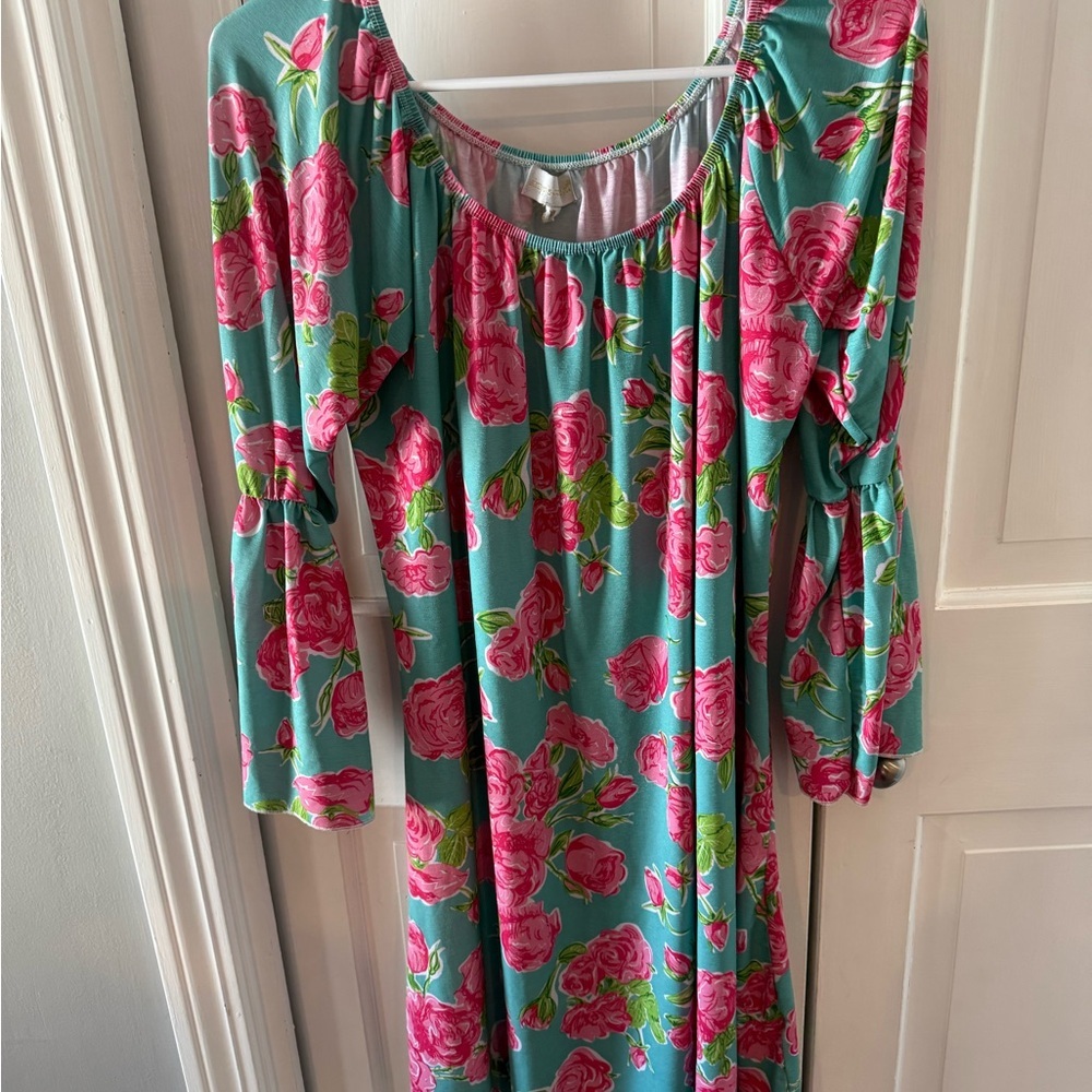 Simply Southern Floral Dress - Pink and Green, EUC